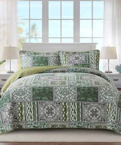 NEWLAKE Juego de Colchas de -Verde Bohemio Clásico