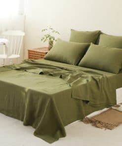 Juego de sábanas Simple&Opulence 100% Lino 4 -Verde Oliva