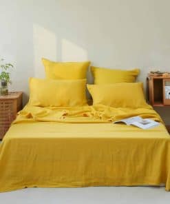 Juego de sábanas 100% Lino Simple&Opulence 3 -Amarillo Mosta