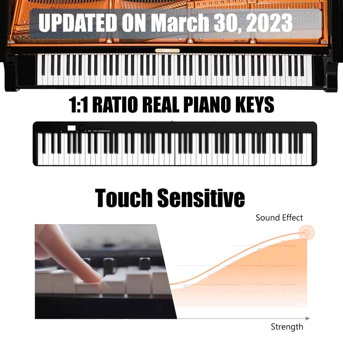 NikoMaku Piano Keyboard 88 Keys Folding Electric Keyboard - Imagen 7