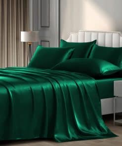 Juego de Sábanas de Satén de Lujo P -Verde Oscuro