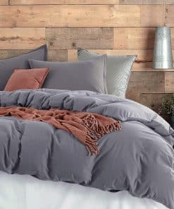 Set de funda de edredón de algodón lavado -Lila Polvoriento