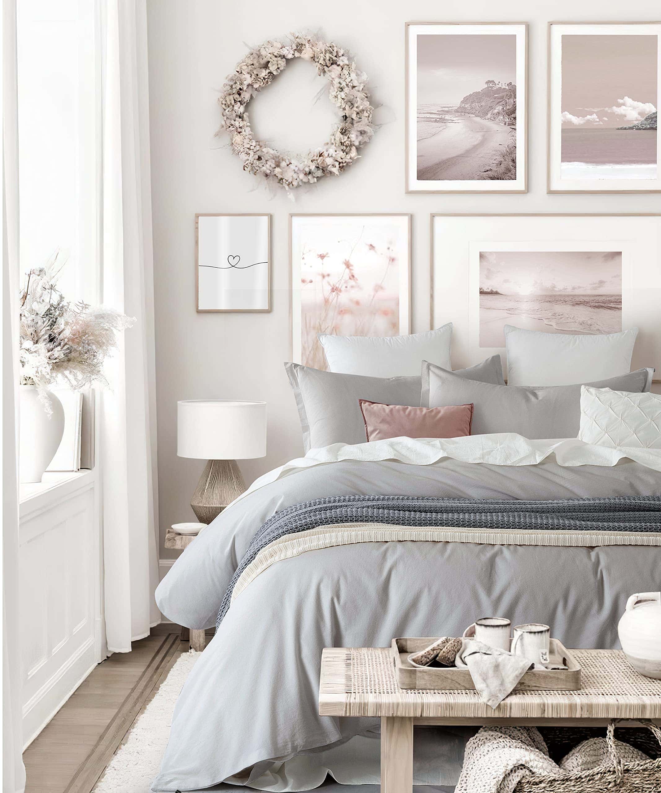 Juego de Funda de Edredón de Algodón Lavado -Gris Claro