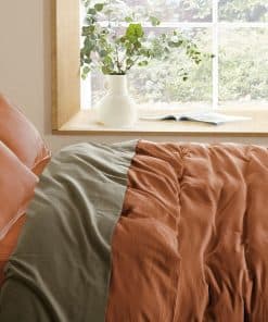 Juego de Funda de Edredón de Algodón Lavado Grisáceo Casual