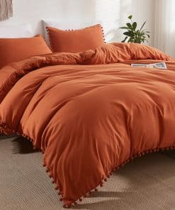 Andency Juego de Funda nórdica con Flecos de Pom Pom Tamaño