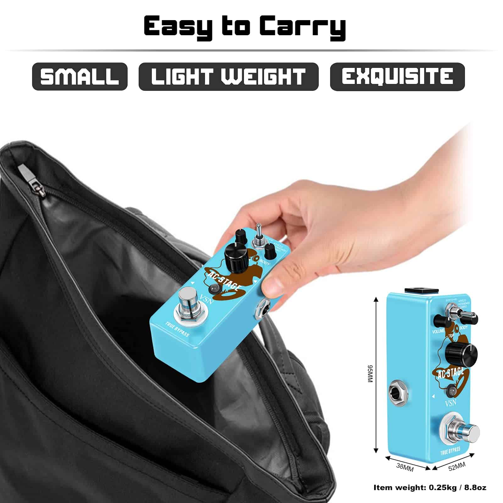 Pedal simulador de guitarra acústica VSN, Pedal de efectos - Imagen 7