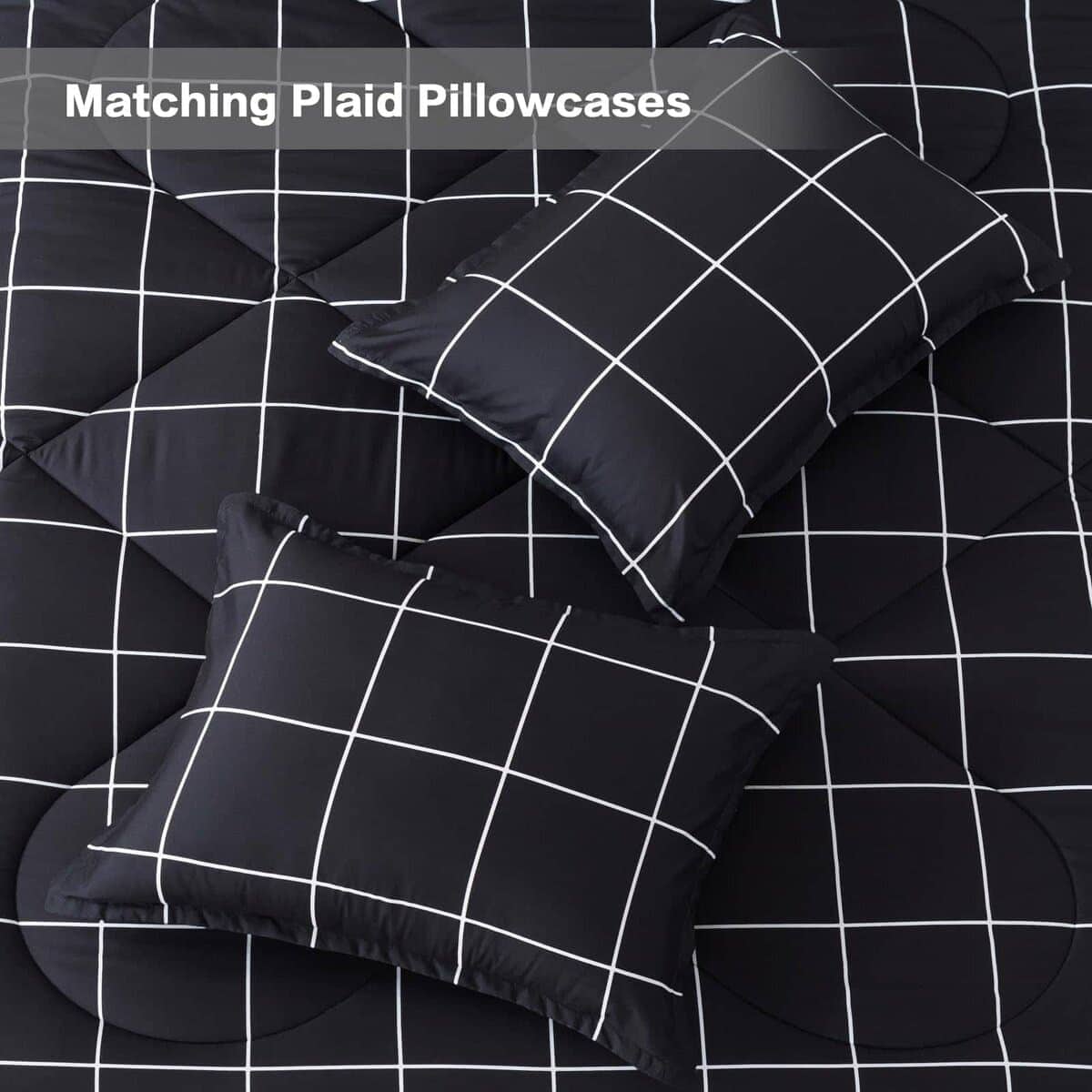Andency Juego de Funda Nórdica a Cuadros Negro Individual - Imagen 7