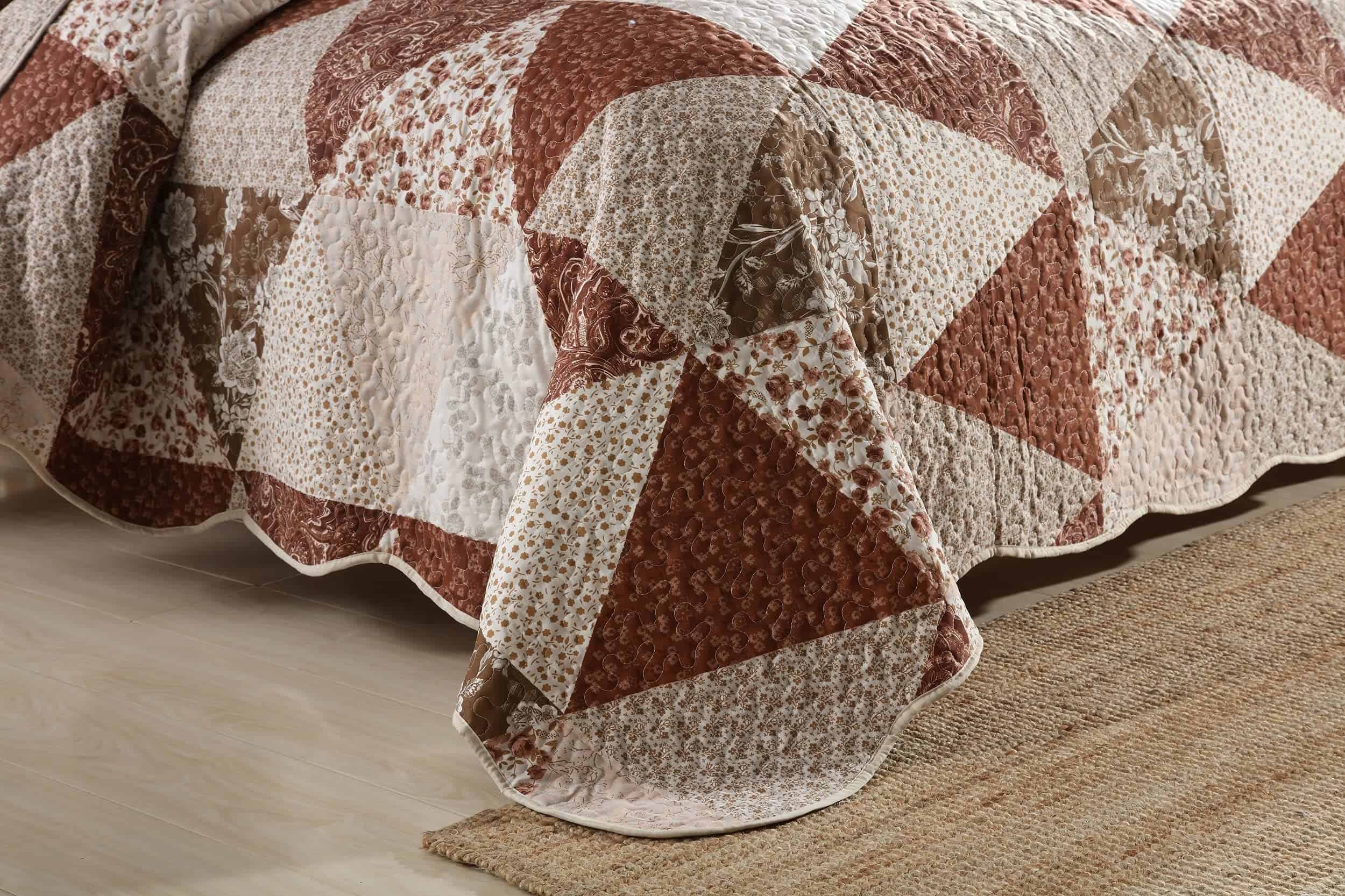 Juego de Colcha Travan 3 Piezas King Patchwork Floral - Imagen 6