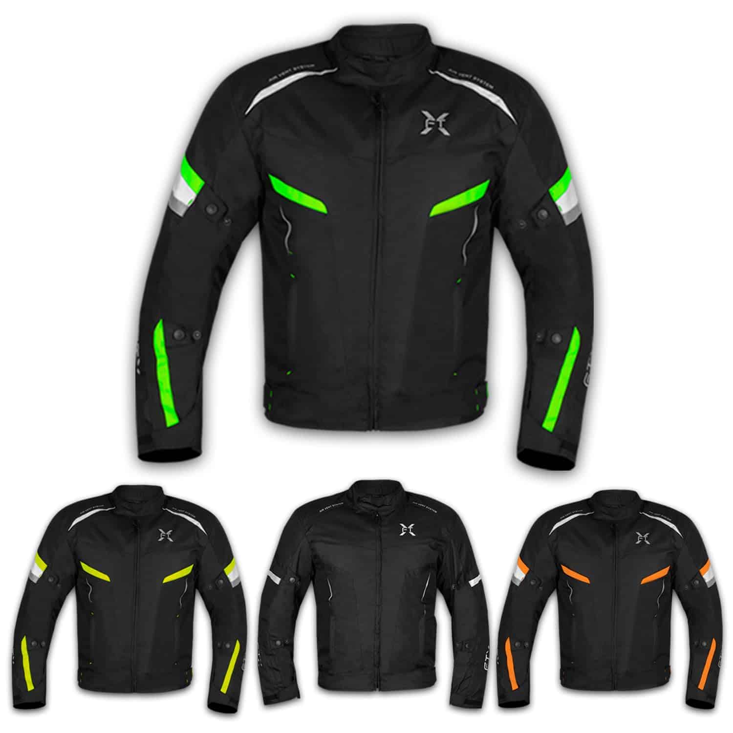 Chaqueta de motocicleta FTX para hombres, -Negro/Verde