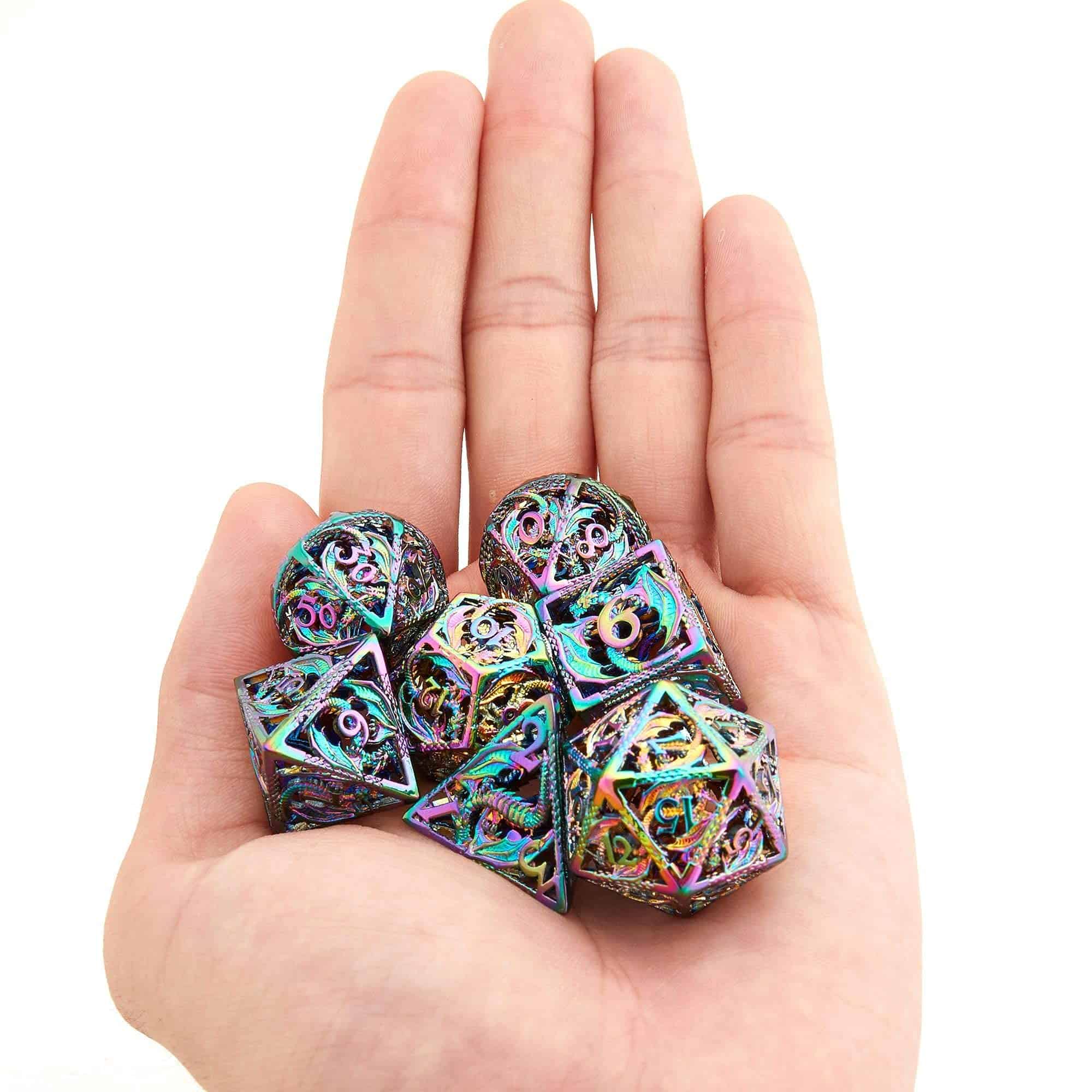 Juego de Dados de DND de Patrón de Dragón Hueco de Metal 7 - Imagen 7