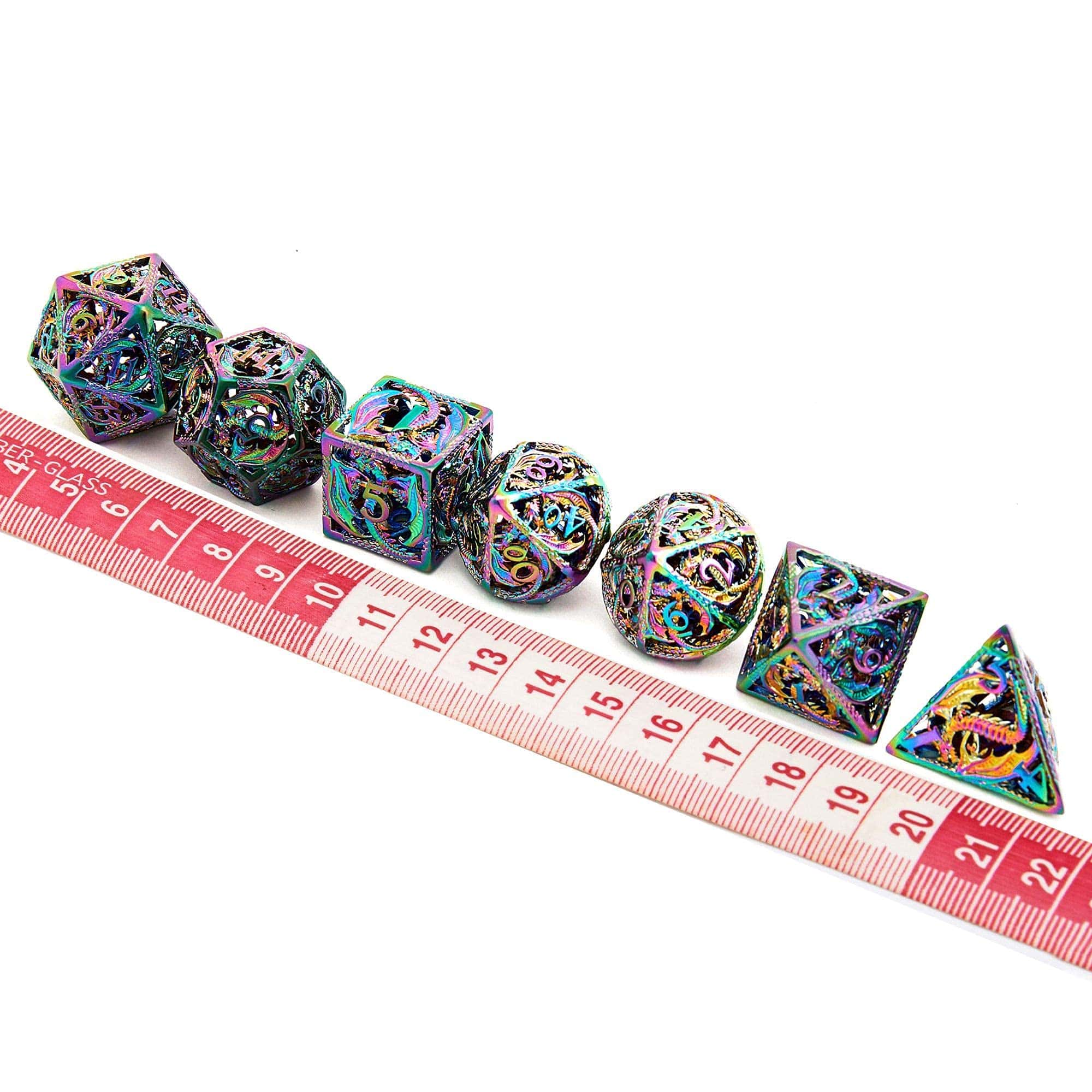 Juego de Dados de DND de Patrón de Dragón Hueco de Metal 7 - Imagen 8