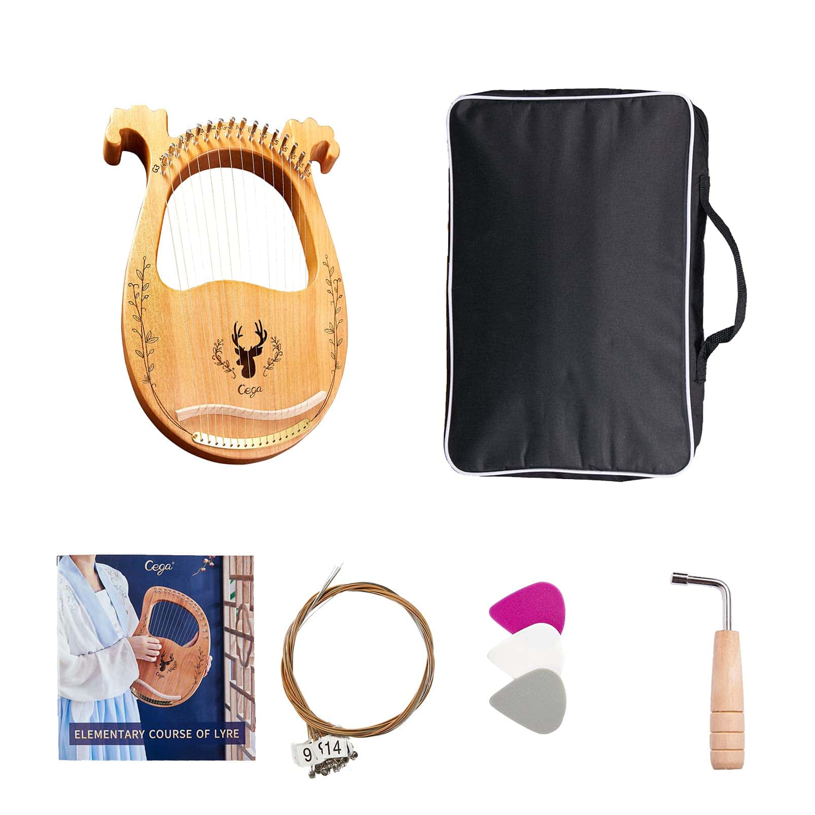 Arpa Lira TienClef de 16 Cuerdas de Metal Estilo Grecia - Imagen 8