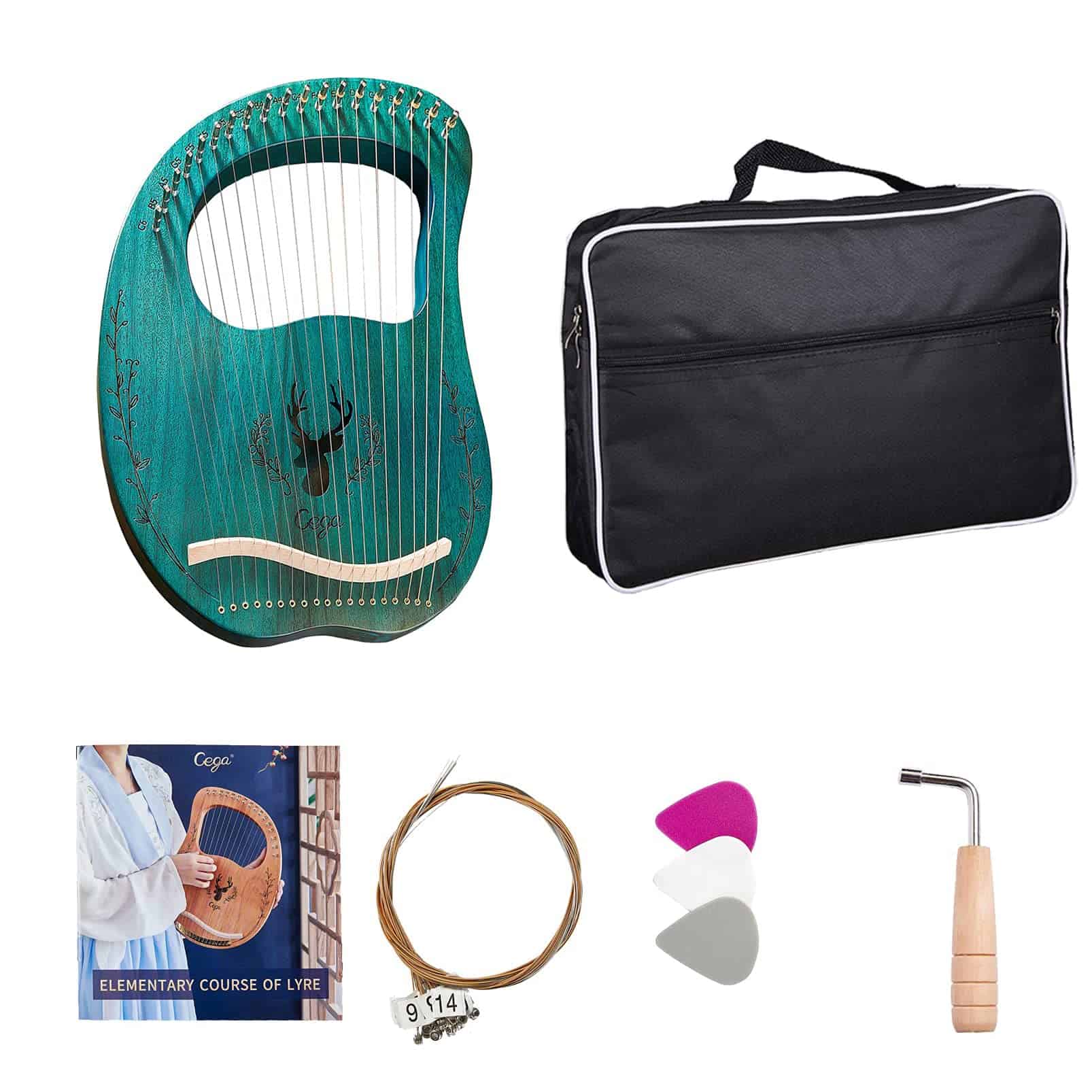 Arpa Lira 19 Cuerdas Metálicas Estilo Grecia Antigua Forma - Imagen 5