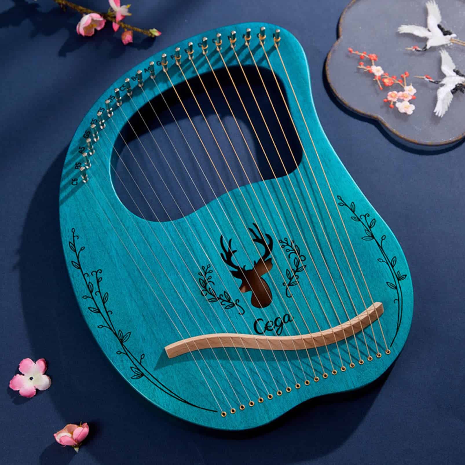 Arpa Lira 19 Cuerdas Metálicas Estilo Grecia Antigua Forma - Imagen 3