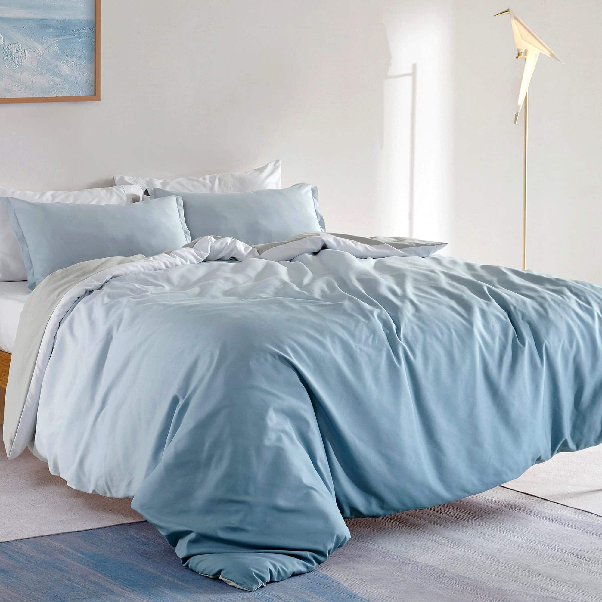 Juego de Funda Nórdica con Estampado Gris Azul Ombre para