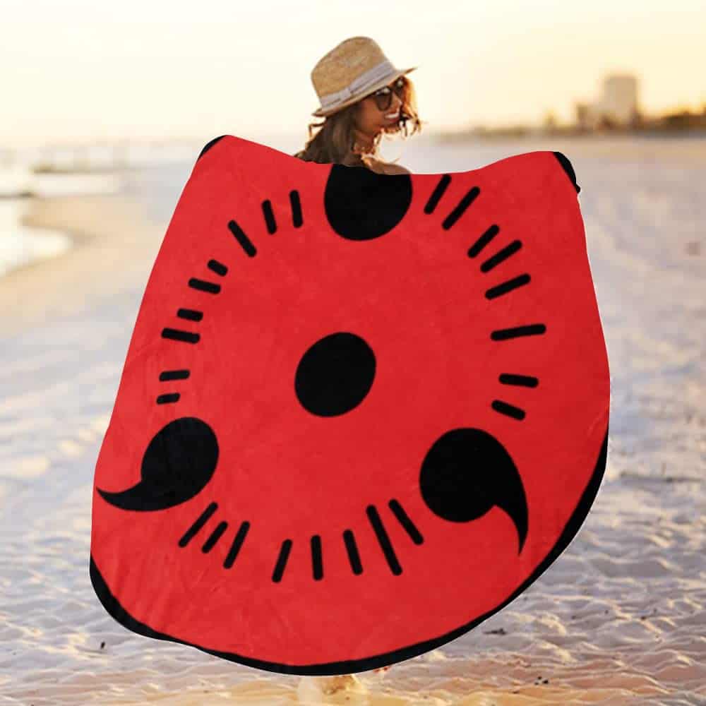 Manta de Forro Polar Redonda con Sharingan de Naruto - Imagen 6