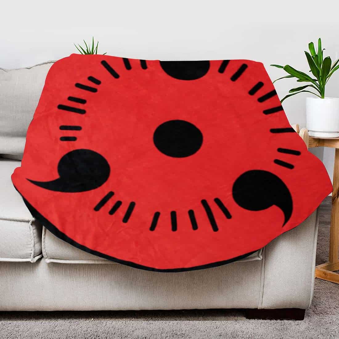 Manta de Forro Polar Redonda con Sharingan de Naruto - Imagen 3