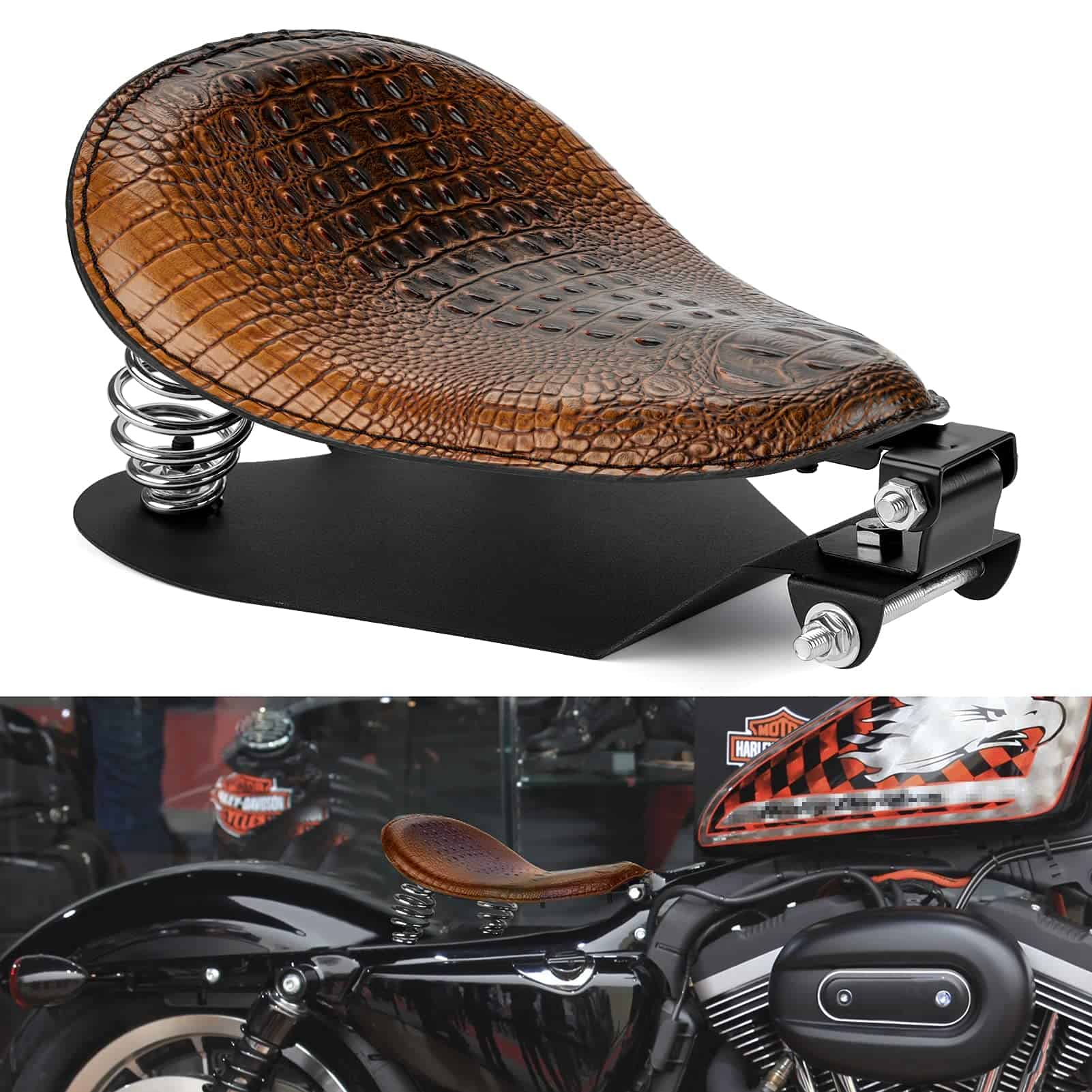 Asiento de Motocicleta de Cuero KING SHOWDEN -Marrón-Cocodri