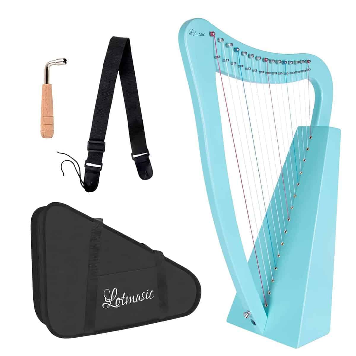 Arpa de Lira de 15 Cuerdas 22 Pulgadas de Madera de Abedul