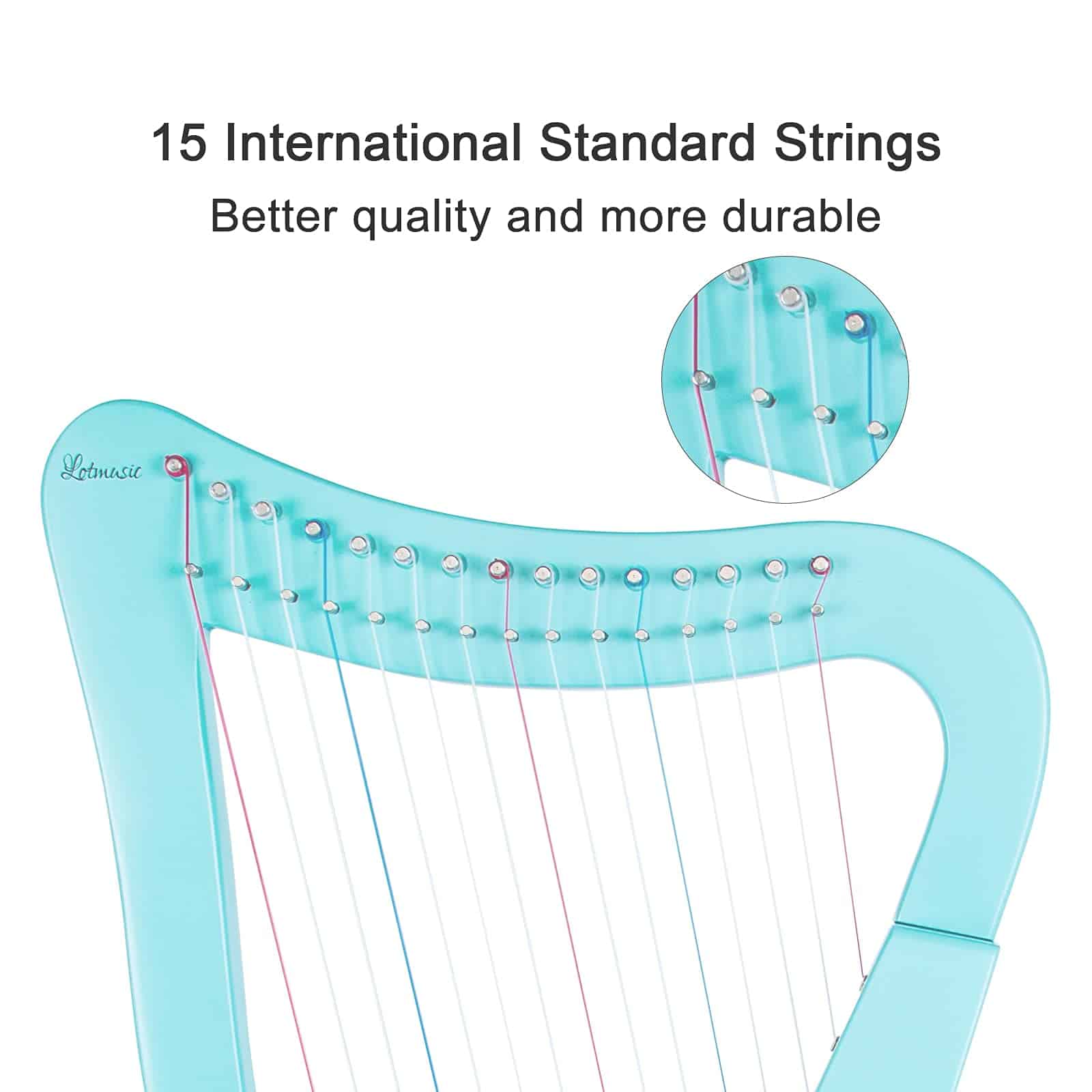 Arpa de Lira de 15 Cuerdas 22 Pulgadas de Madera de Abedul - Imagen 4