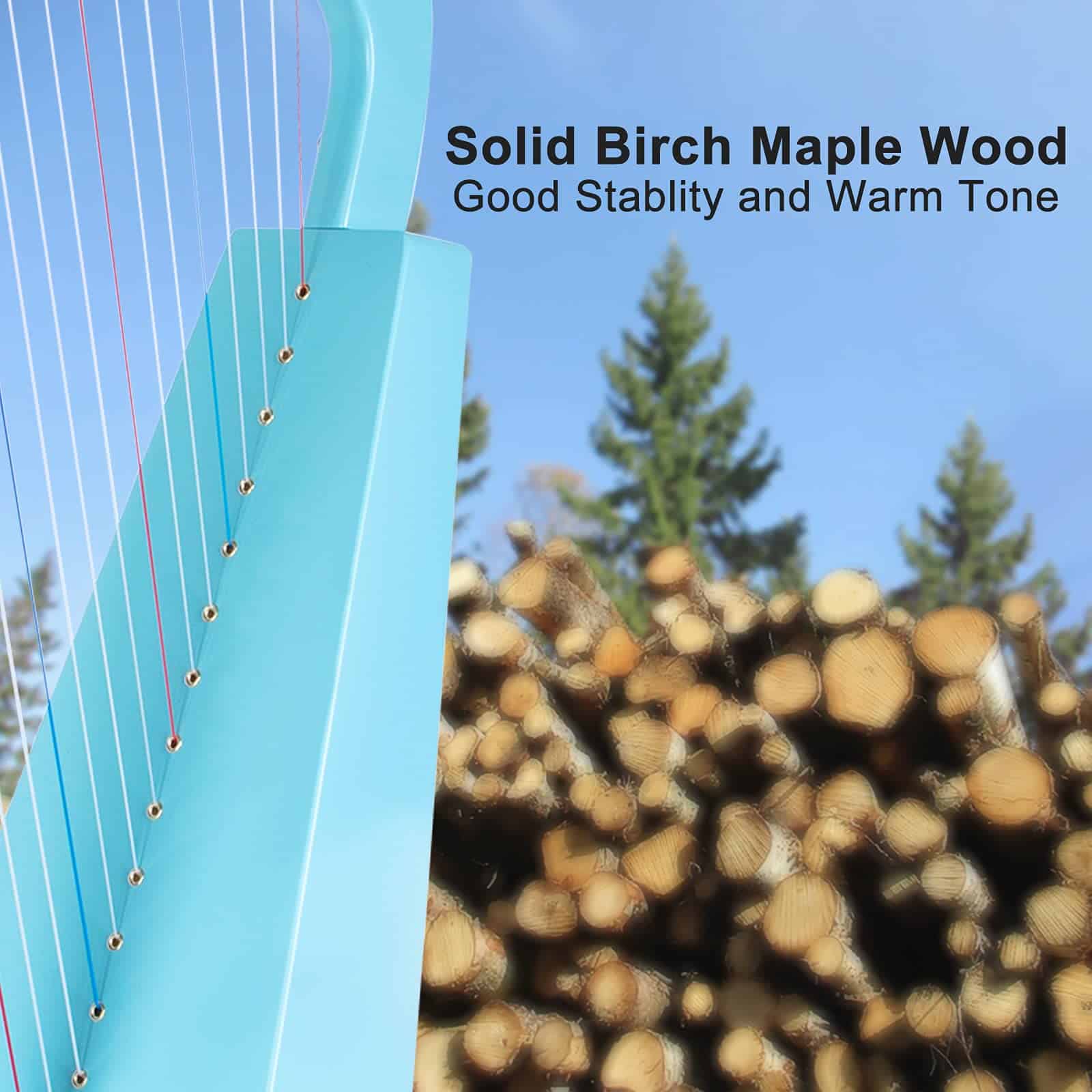 Arpa de Lira de 15 Cuerdas 22 Pulgadas de Madera de Abedul - Imagen 5