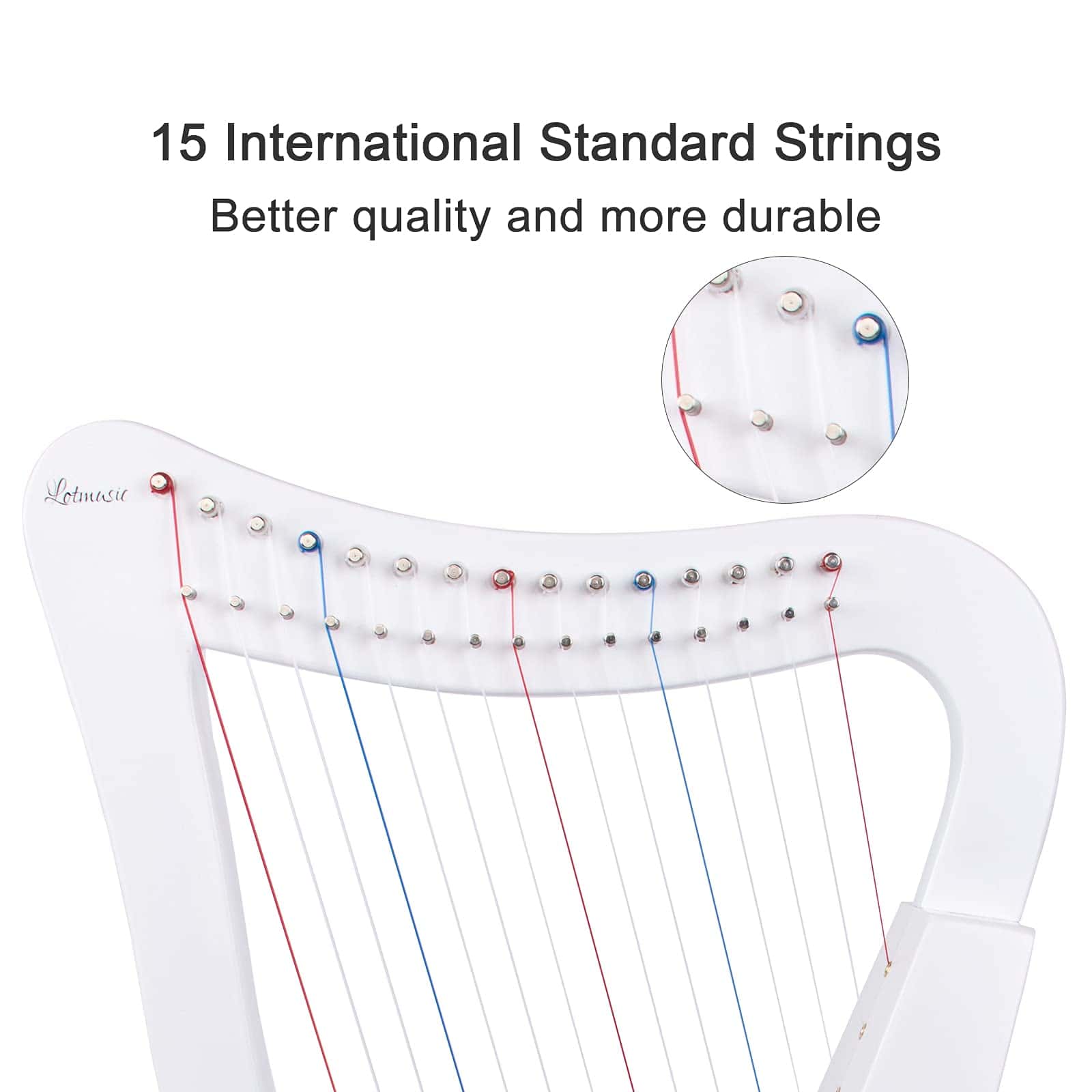 Arpa Lira, 15 cuerdas 22 pulgadas Instrumento Musical de - Imagen 4
