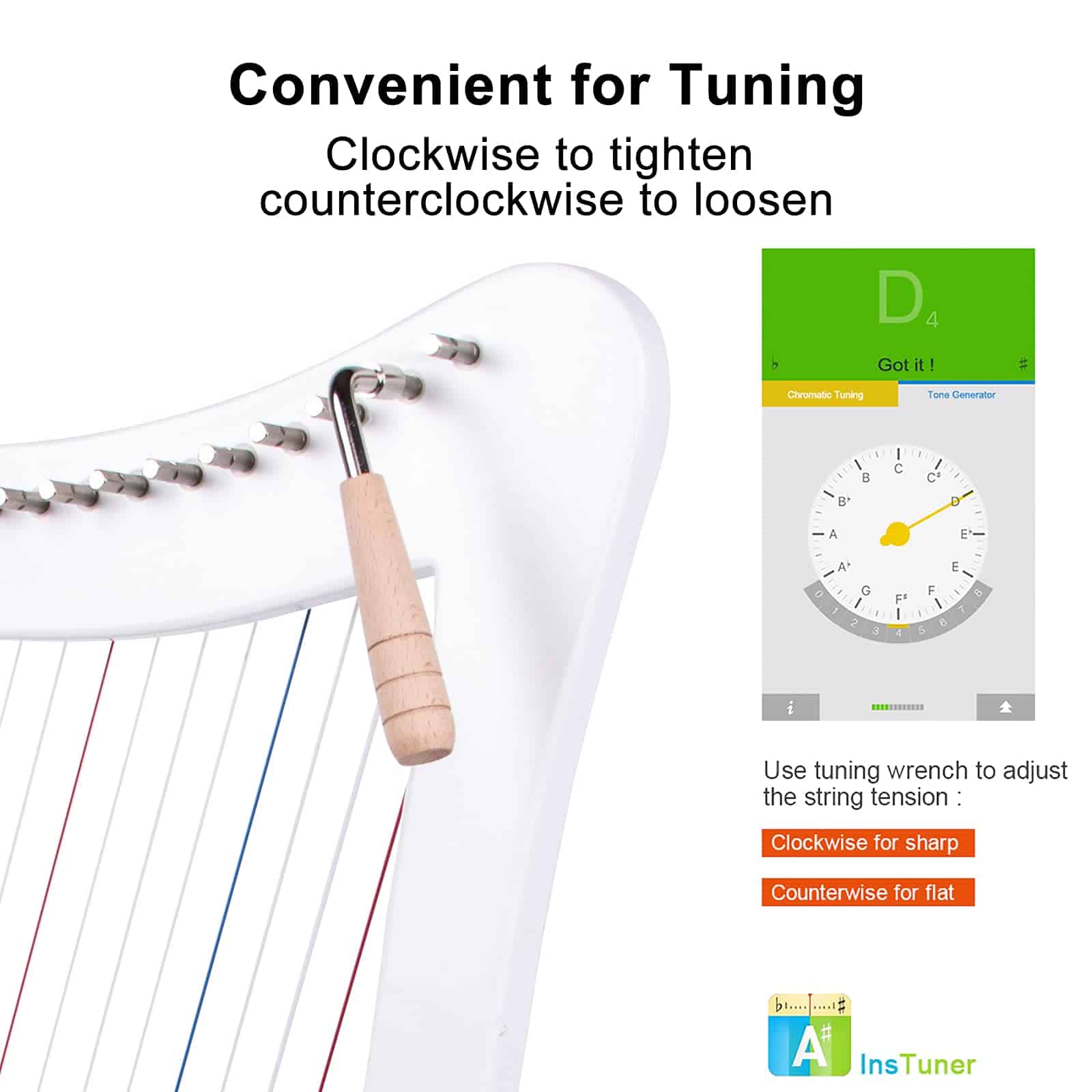 Arpa Lira, 15 cuerdas 22 pulgadas Instrumento Musical de - Imagen 7