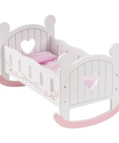 Cuna de Muñecas de Madera ROBUD con Ropa de Cama, Moisés