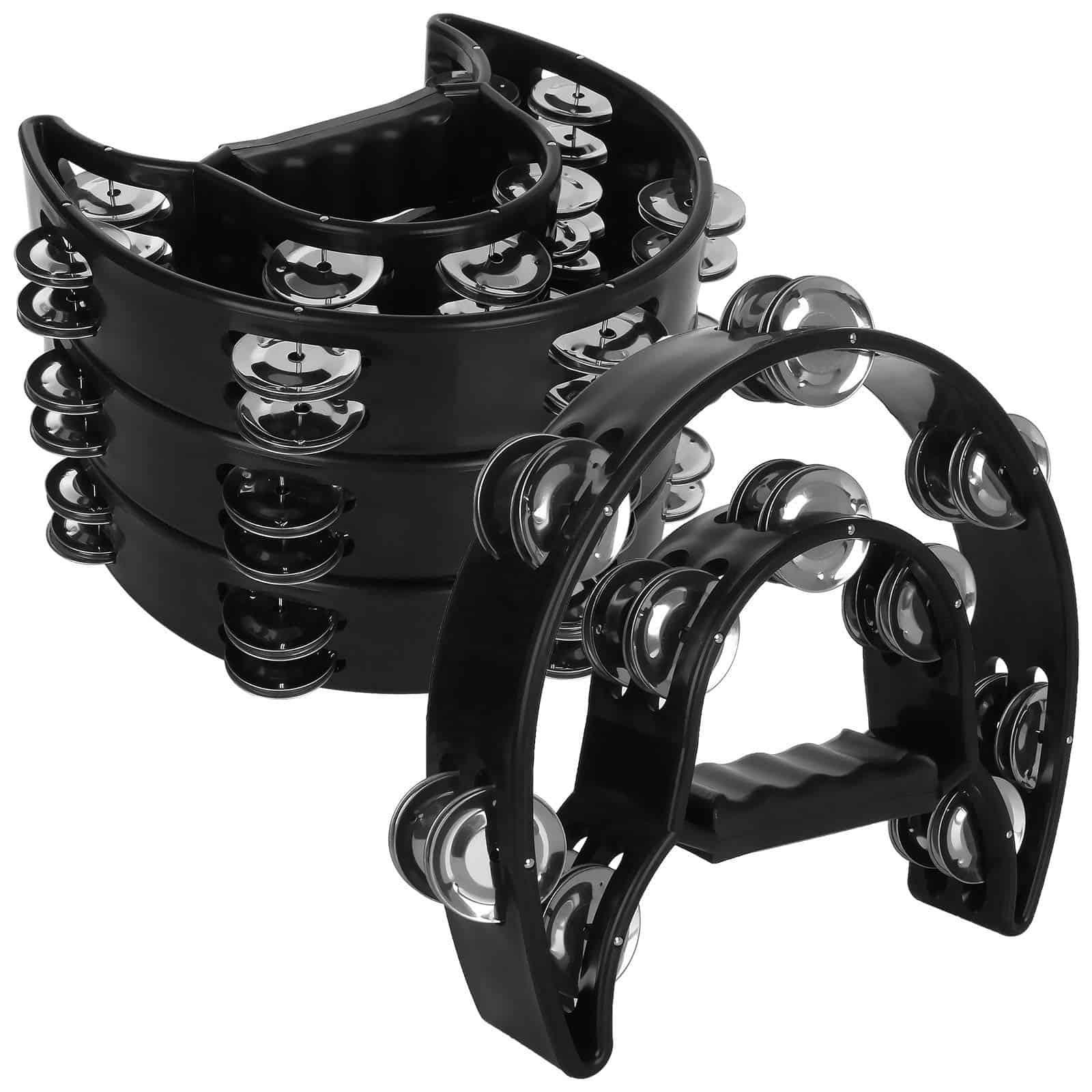 EOEXN 4 Pack 10" Media Luna Tamborina Musical Negro Metal - Imagen 9