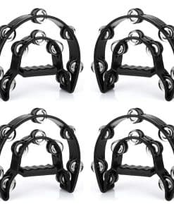 EOEXN 4 Pack 10" Media Luna Tamborina Musical Negro Metal