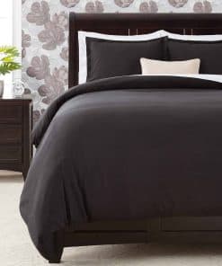 Juego de funda nórdica sólida Chanasya -Negro