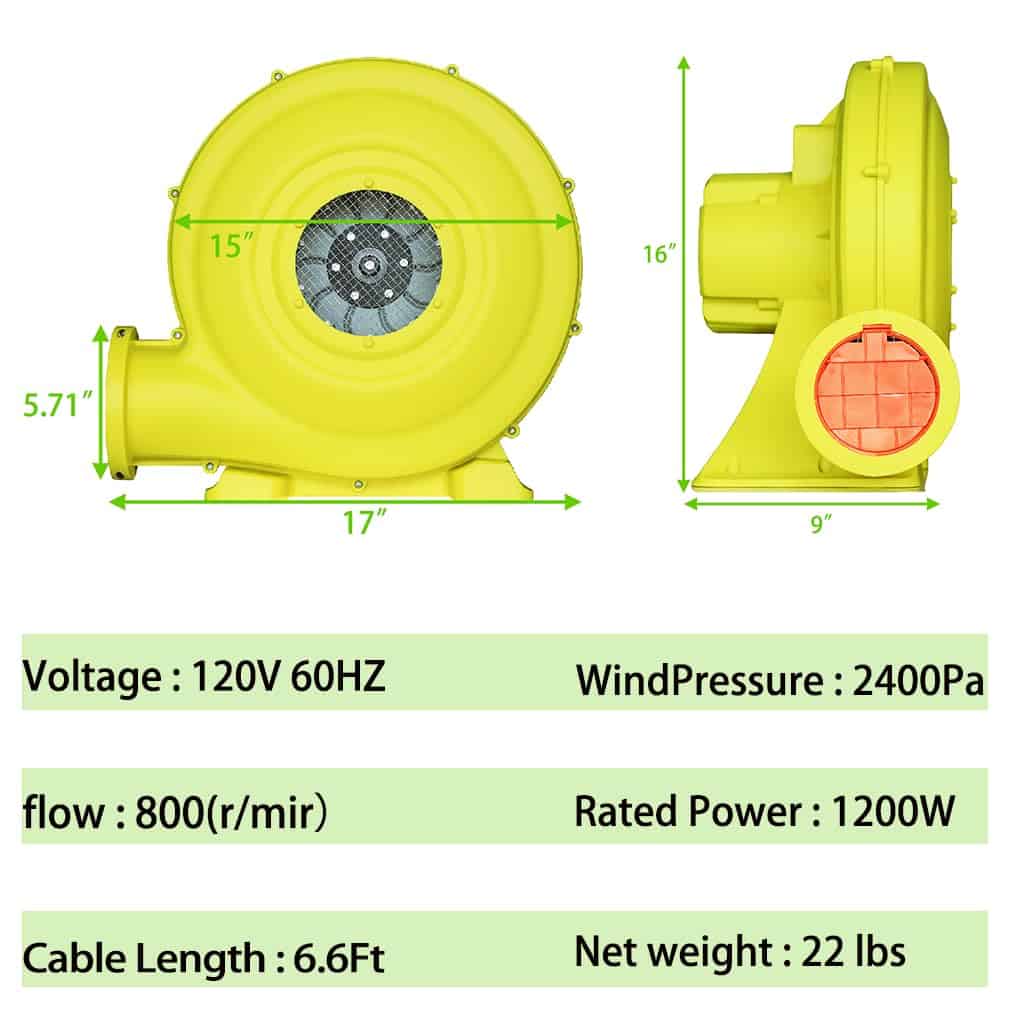 Yimukaka 1200W?1.5HP? Soplador de Aire, Soplador Comercial - Imagen 3