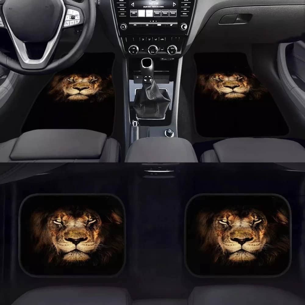 Tapete Automotriz Delantero Trasero con Estampado de León