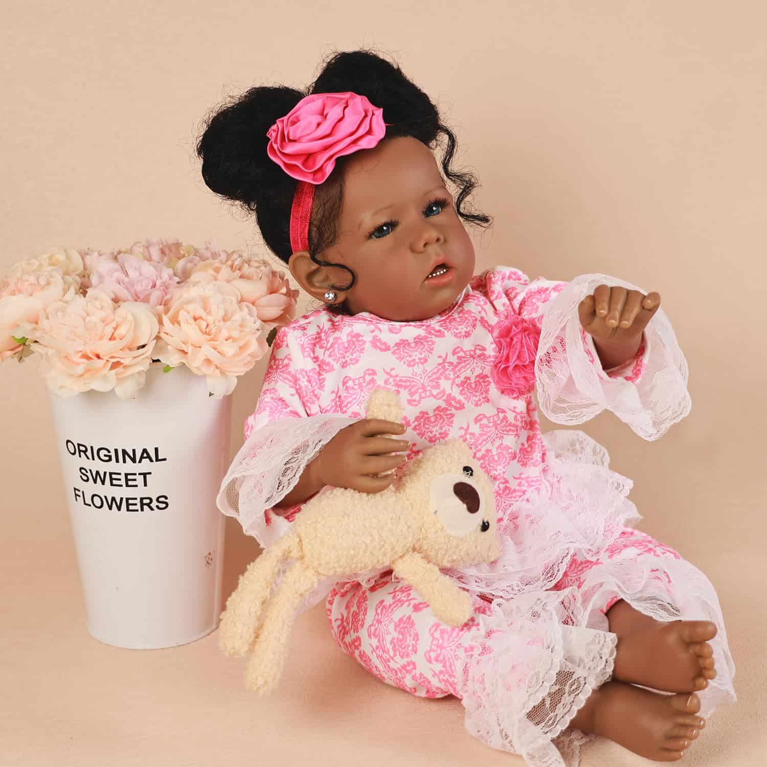 Muñeca Reborn Niña Negra, Africana Americana de 20 - Imagen 6