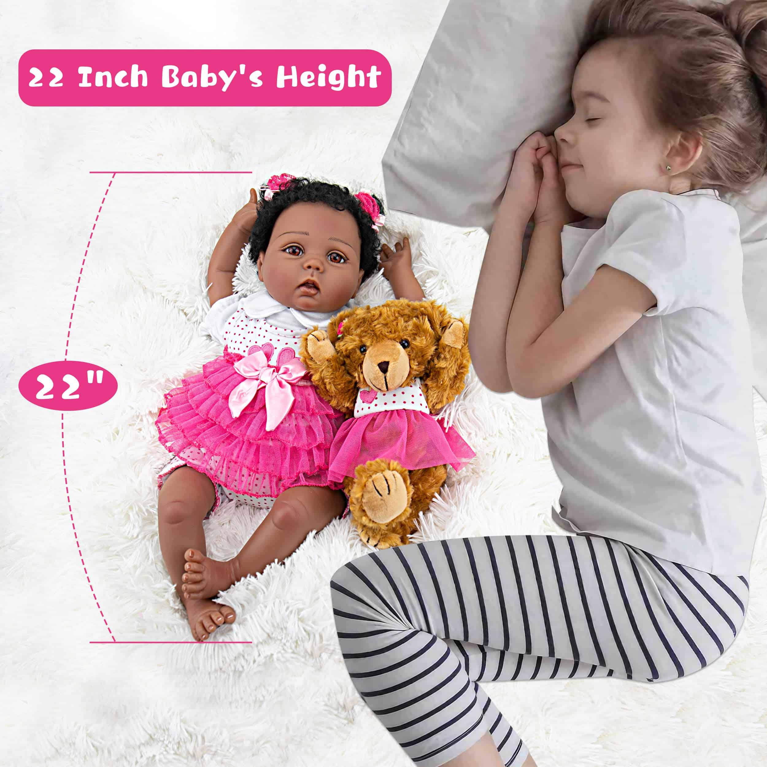 Muñeca Realista Niña Reborn Milidool Negra Pesada de 22 - Imagen 5