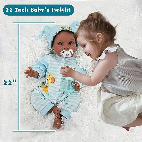 Muñeco de bebé renacido negro Milidool Niño de 22 pulgadas - Imagen 4