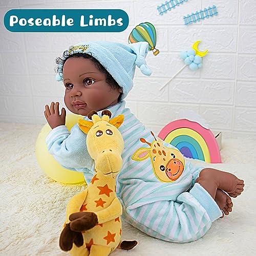 Muñeco de bebé renacido negro Milidool Niño de 22 pulgadas - Imagen 6