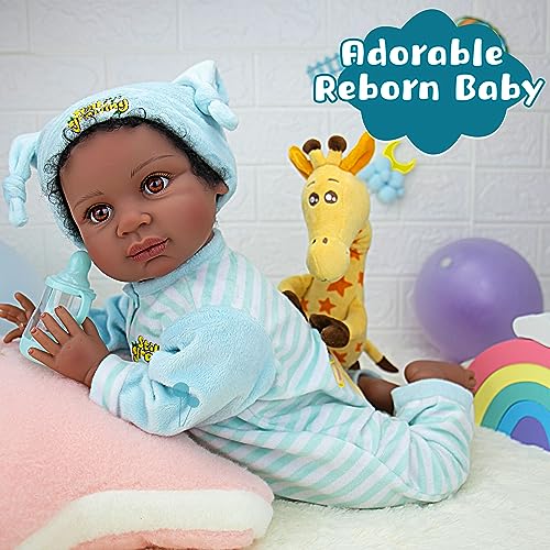 Muñeco de bebé renacido negro Milidool Niño de 22 pulgadas - Imagen 3