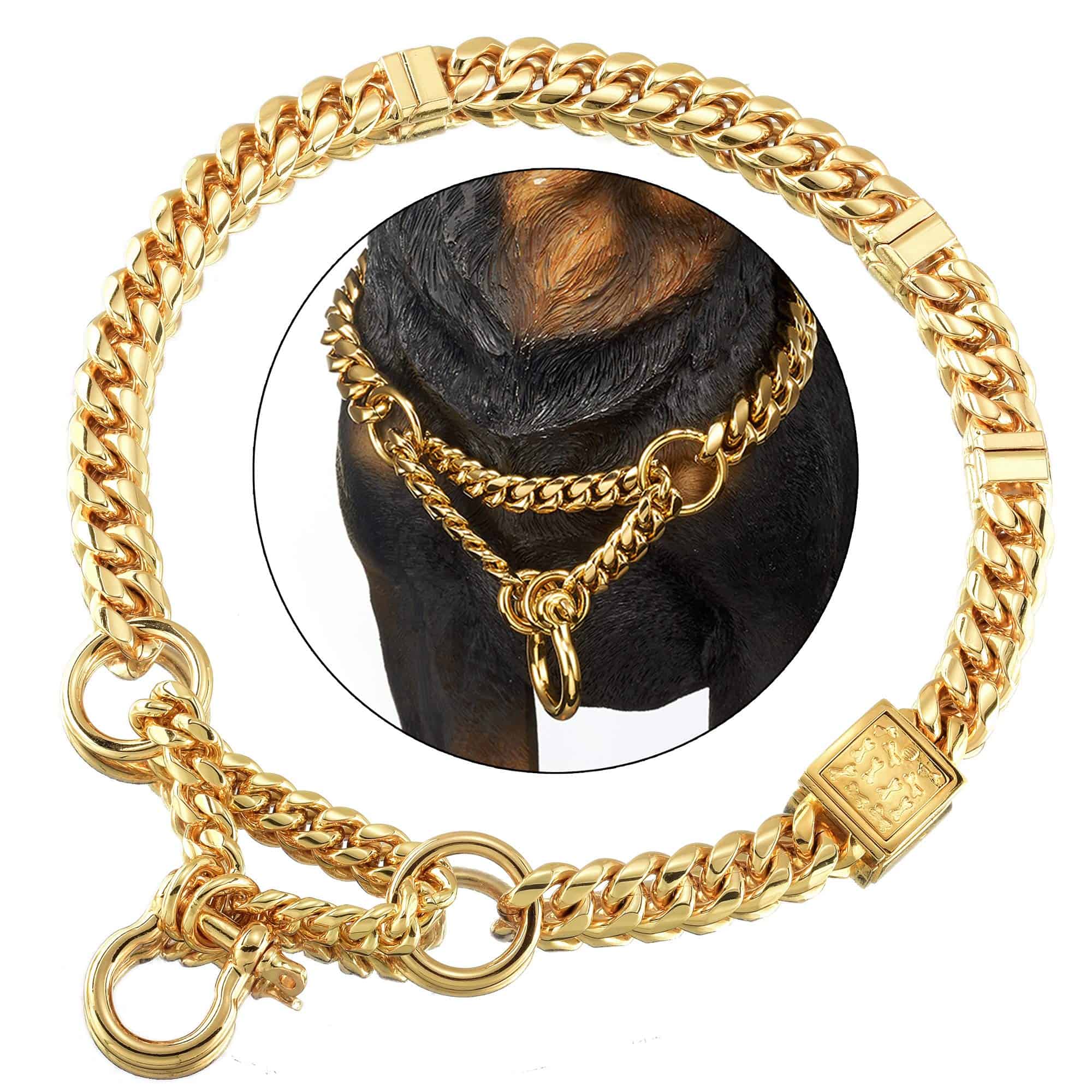 Collar de Cadena Ajustable para Perros, Collar de Ahorque