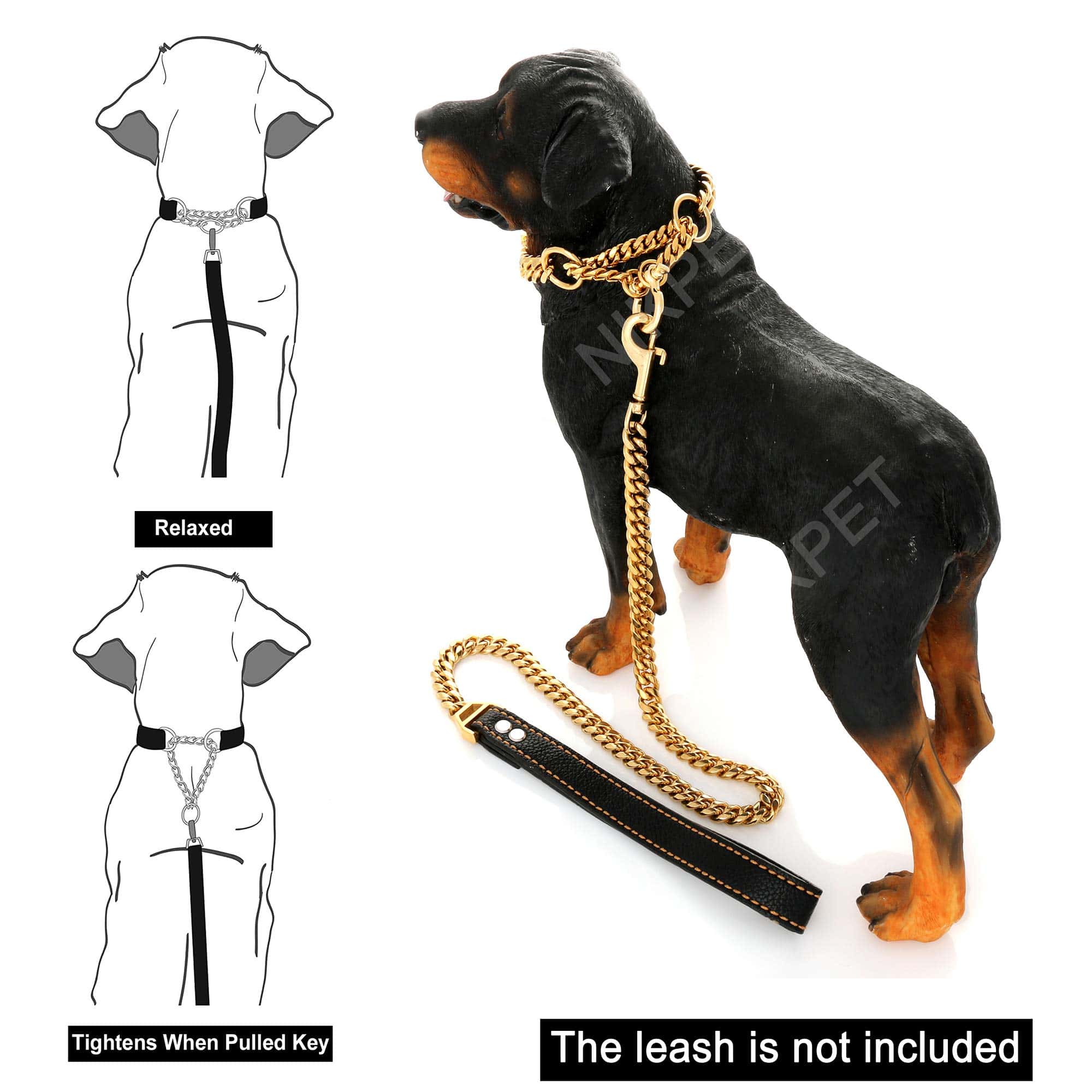 Collar de Cadena Ajustable para Perros, Collar de Ahorque - Imagen 3