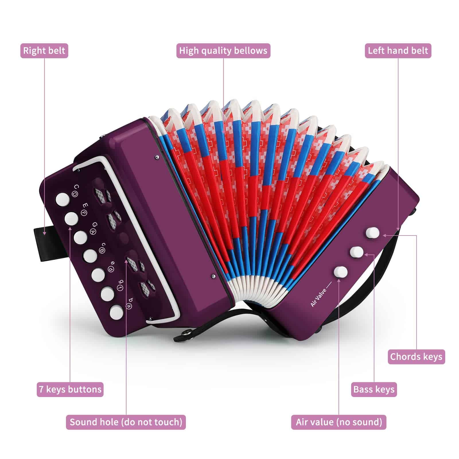 Acordeón de botones de 10 teclas Control Acordeón que - Imagen 3