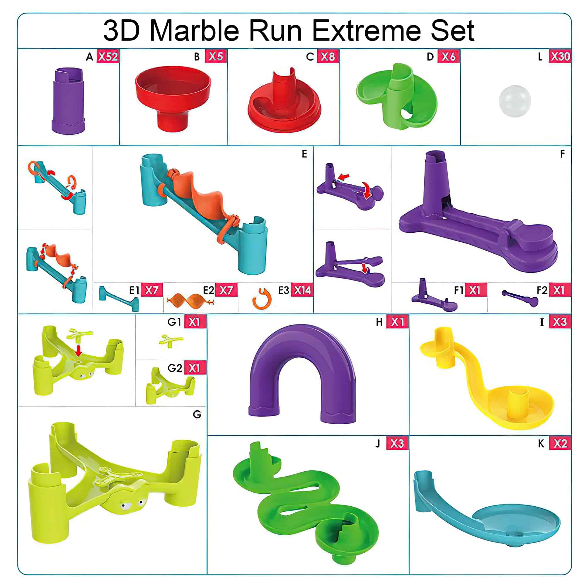 Conjunto de Circuito de Canicas Blacka Marble Run Maze Race - Imagen 6