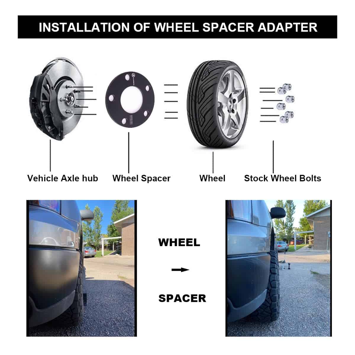 Espaciadores de rueda concentricos VLAOSCHI negros 5x100 - Imagen 3