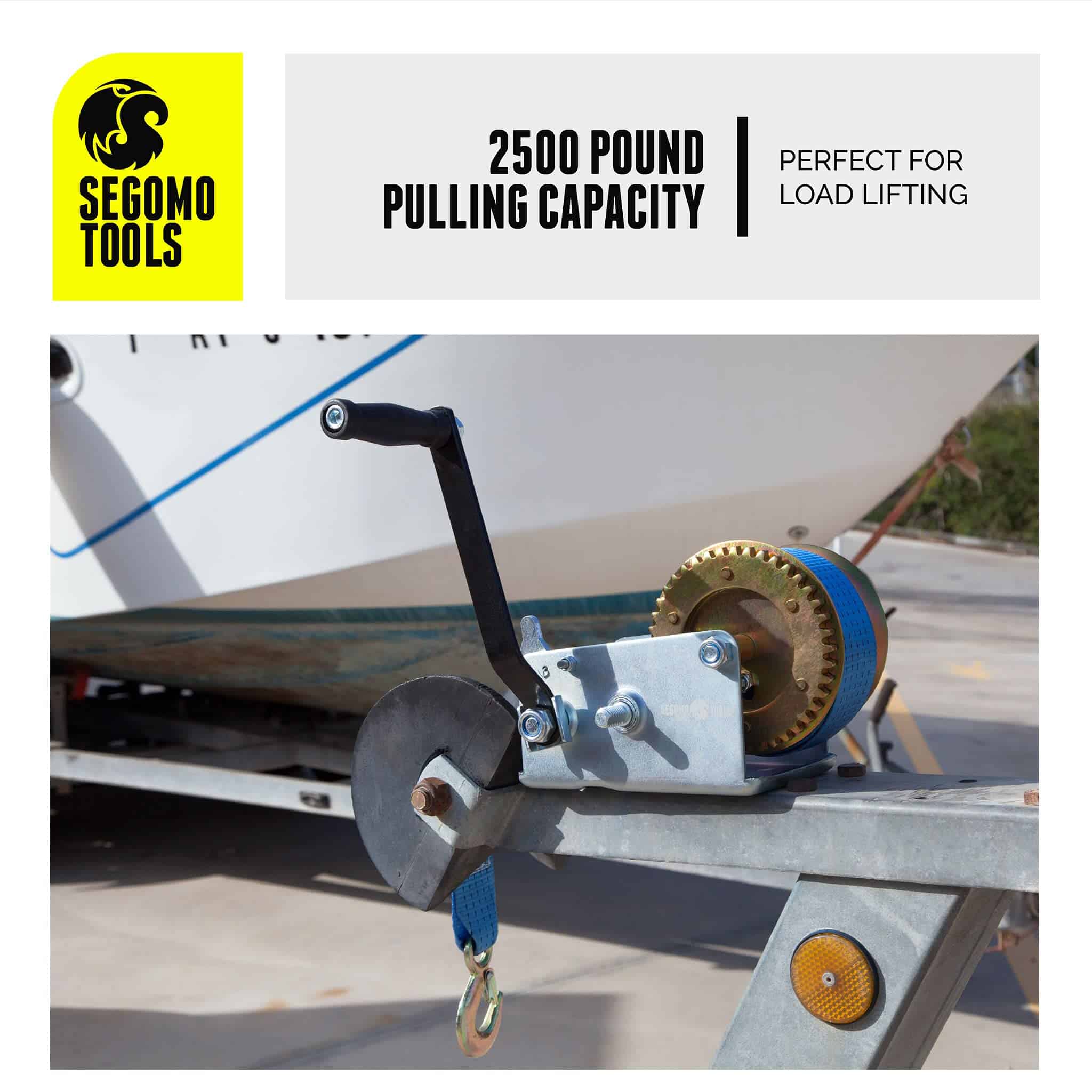 Segomo Tools Heavy Duty 2500 Pound Manual Hand Winch, - Imagen 6