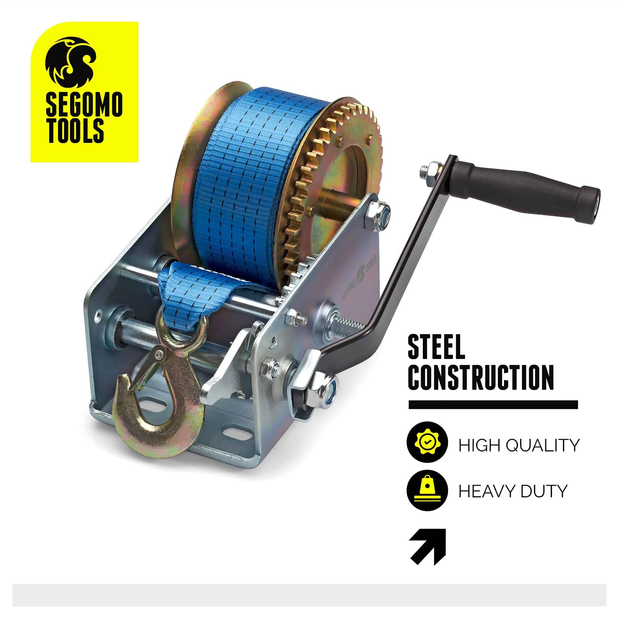 Segomo Tools Heavy Duty 2500 Pound Manual Hand Winch, - Imagen 4