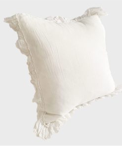 Funda de Almohada de Lino con Volantes 26" x 26" (Blanco