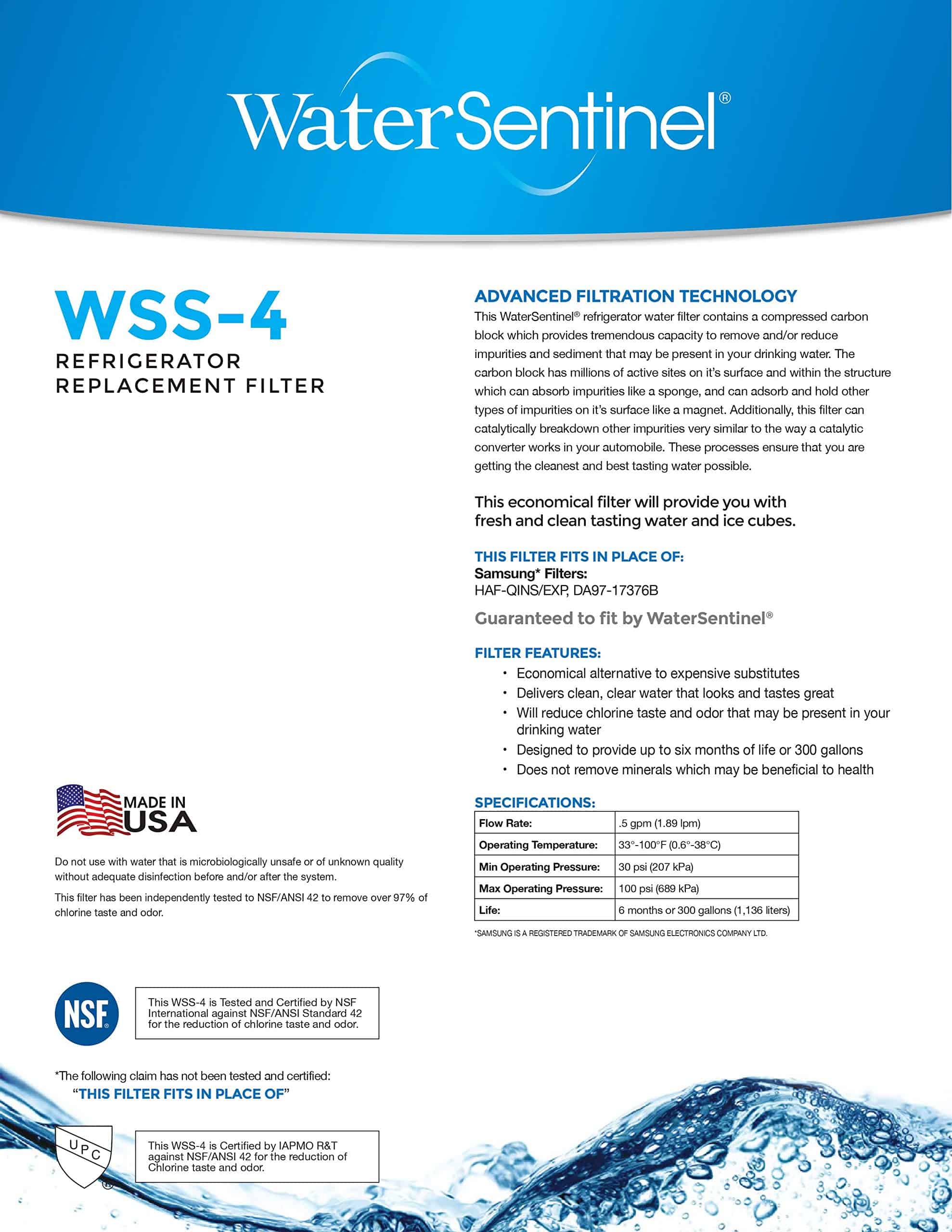 Filtro de agua para refrigerador WaterSentinel WSS-4, - Imagen 4