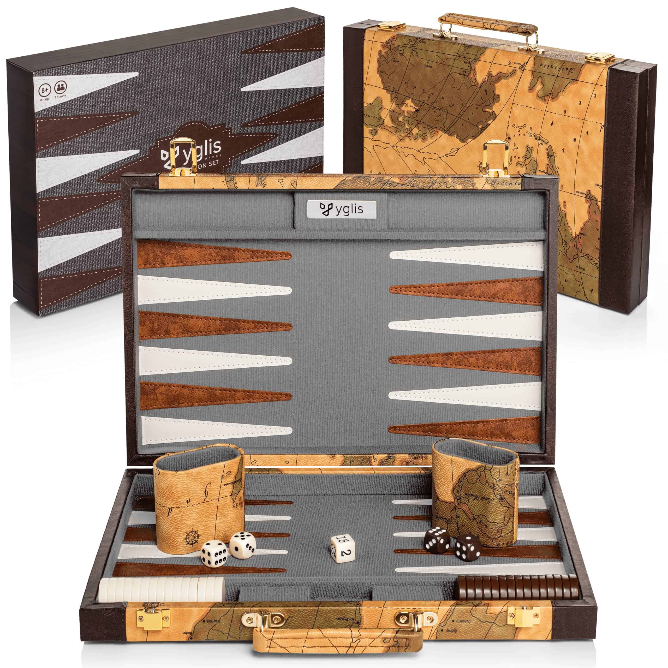 Juego de Backgammon Yglis de 15" para Adultos - Estuche
