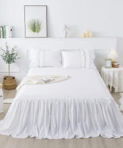 Juego de Sábana + Falda de Cama Fruncida Estilo Cola de