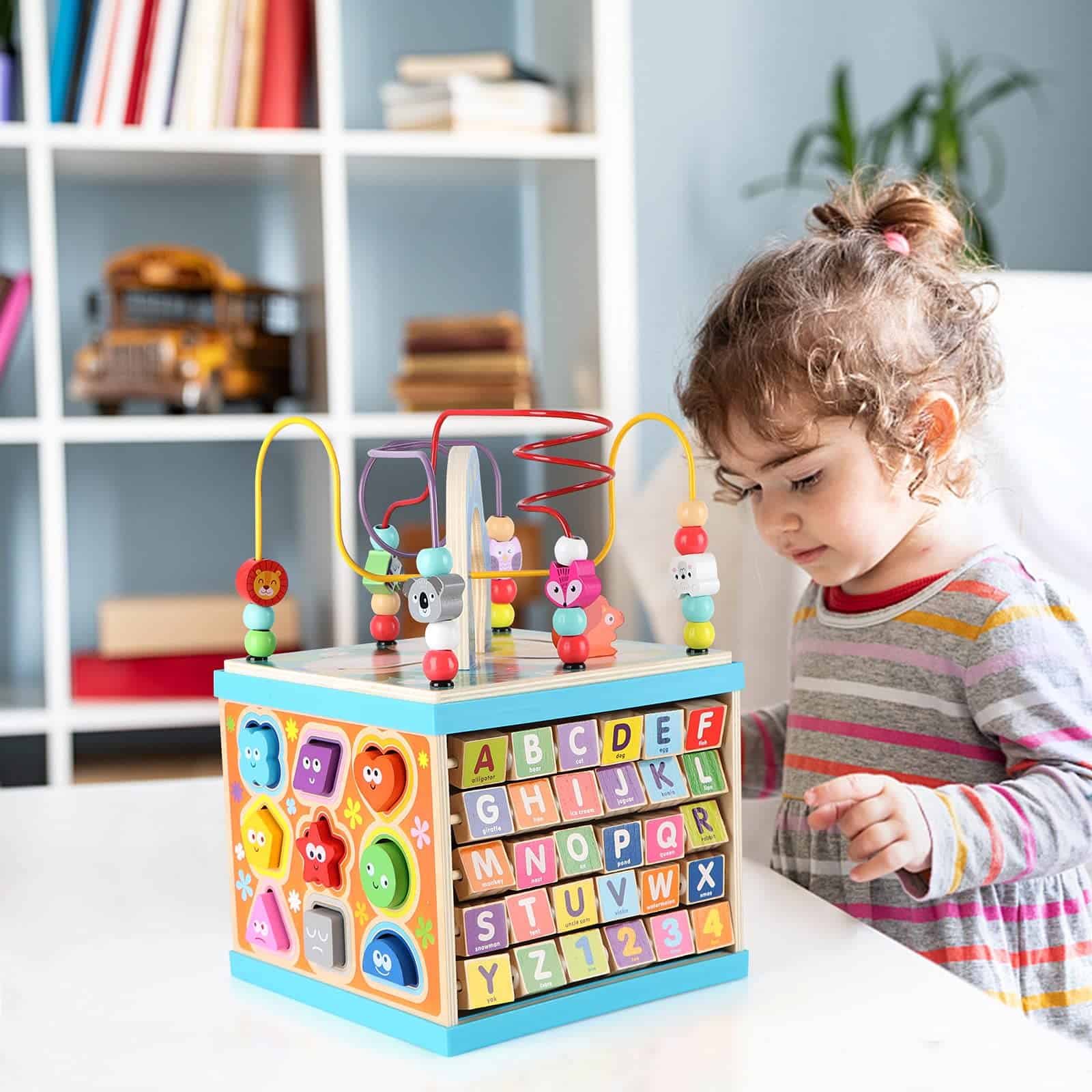 Qilay Cubo de Actividades de Madera para Niños Pequeños 1-3 - Imagen 3